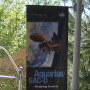 One of several Aquarius/SAC-D banners on the grounds of JPL