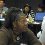Annie Richardson prepares to lead workshop participants on a tour of the lab