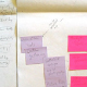 How it all begins - a concept map is born on paper. Sticky notes help the scientists and educators to be able to revise the map easily, opening up options for many new re-interpretations