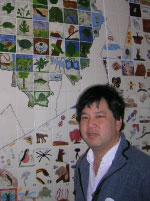 Bob Chen in front of the Neponset mural