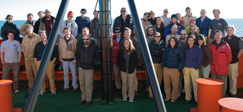 The research team on the Nathaniel B. Palmer. (Photo by Debbie Nail Meyer)