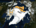 Changing extent of sea ice with time