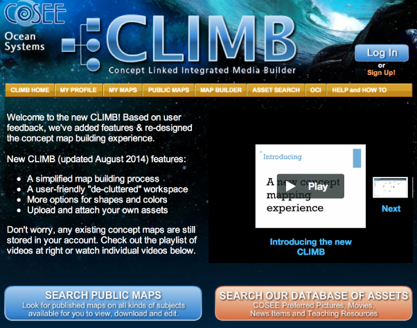 CLIMB home screenshot